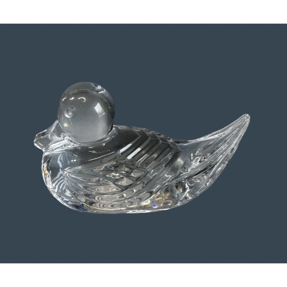Waterford Crystal Duck Paperweight Cut Crystal Bird Figurine 4" x 2 1/2" No Bo - Picture 5 of 7
